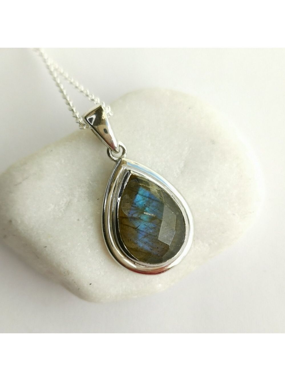 NEW labradorite  pendant in Sterling Silver